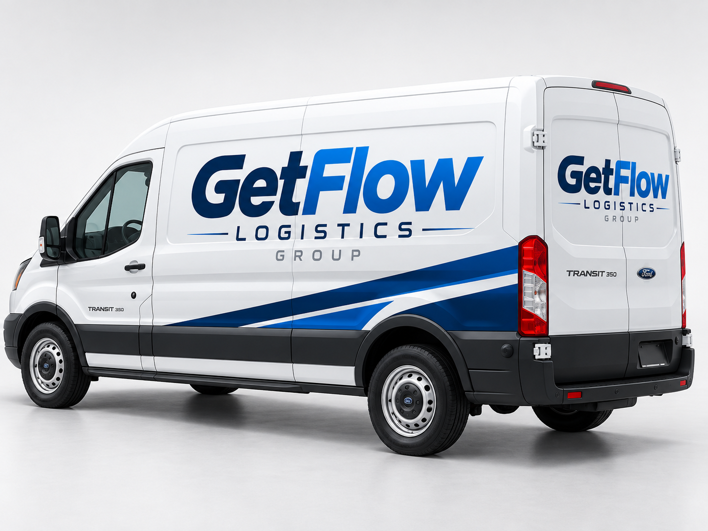 GetFlow Logistics Group branded Ford Transit 350 commercial van